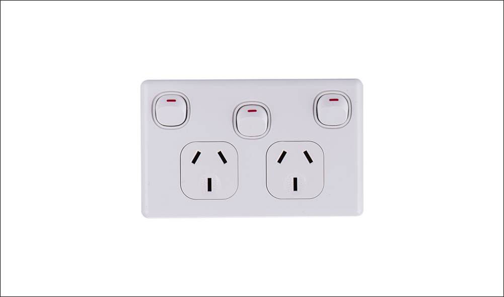10Amp Double Power Point with extra 16Amp Switch